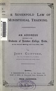 Tapa de The sevenfold law of ministerial training