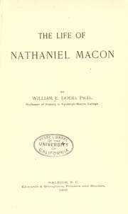 Tapa de The life of Nathaniel Macon