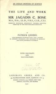 Tapa de The life and work of Sir Jagadis C. Bose