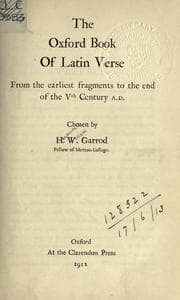 Tapa de The Oxford book of Latin verse