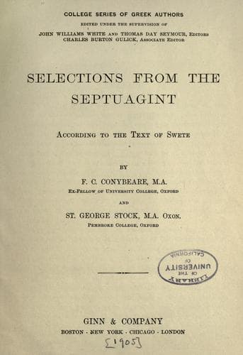 Tapa de Selections from the Septuagint