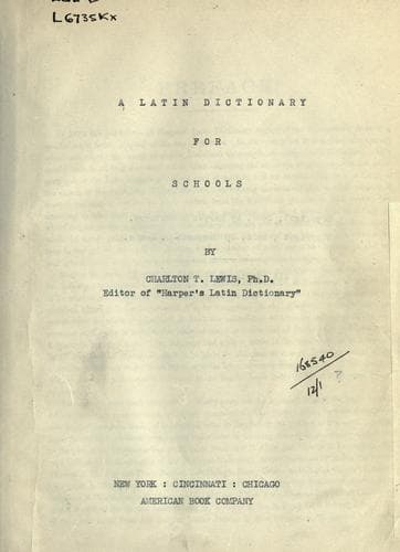 Tapa de A Latin dictionary for schools