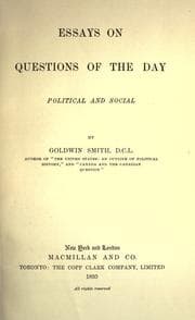 Tapa de Essays on questions of the day, political and social