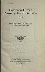 Tapa de Colorado direct primary election law 1910