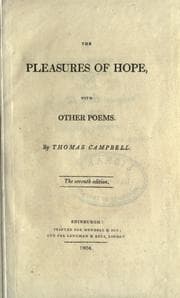 Tapa de The pleasures of hope, with other poems