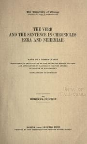 Tapa de The verb and the sentence in Chronicles, Ezra and Nehemiah