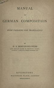 Tapa de Manual of German composition