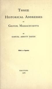 Tapa de Three historical addresses at Groton, Massachusetts