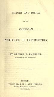 Tapa de History and design of the American institute of instruction
