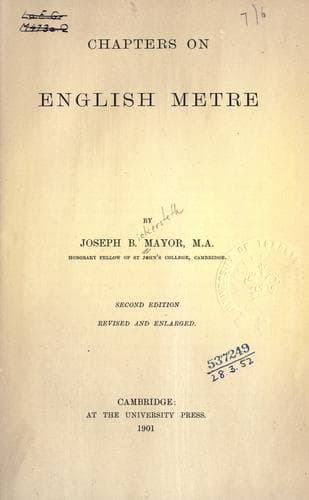 Tapa de Chapters on English metre.