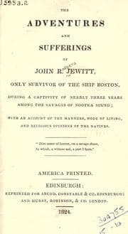 Tapa de The adventures and sufferings of John R. Jewitt