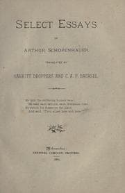Tapa de Select essays of Arthur Schopenhauer