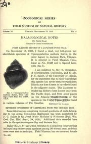 Tapa de Malacological notes