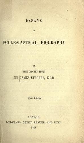 Tapa de Essays in ecclesiastical biography