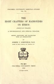 Tapa de The eight chapters of Maimonides on ethics