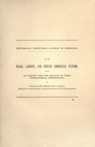 Tapa de On masks, labrets, and certain aboriginal customs