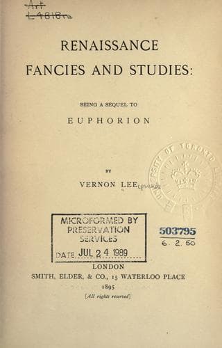 Tapa de Renaissance fancies and studies