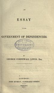 Tapa de An essay on the government of dependencies