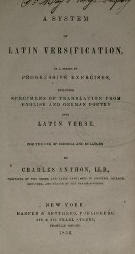 Tapa de A system of Latin versification