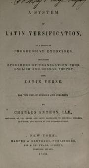 Tapa de A system of Latin versification