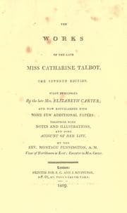 Tapa de The works of the late Miss Catherine Talbot