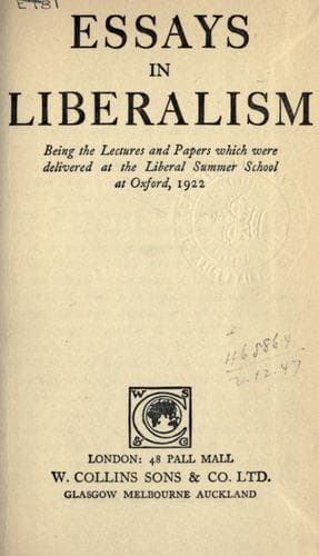 Tapa de Essays in liberalism