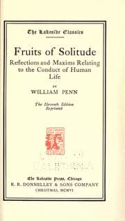 Tapa de Fruits of solitude; reflections and maxims relating to the conduct of human life