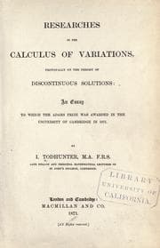 Tapa de Researches in the calculus of variations, principally on the theory of discontinuous solutions
