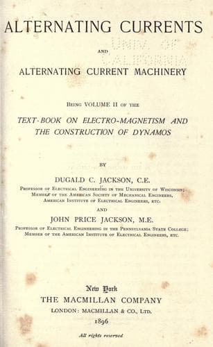 Tapa de Alternating currents and alternating current machinery