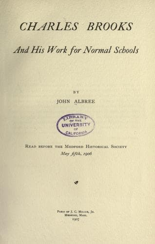 Tapa de Charles Brooks and his work for normal schools