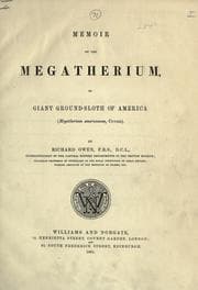 Tapa de Memoir on the megatherium, or giant ground-sloth of America