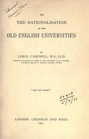Tapa de On the nationalisation of the old English universities