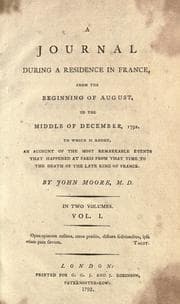 Tapa de A journal during a residence in France, from the beginning of August to the middle of December, 1792