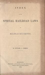 Tapa de Index of the special railroad laws of Massachusetts [1826-1873]