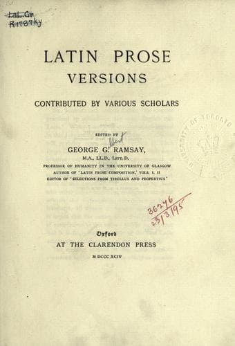 Tapa de Latin prose versions, contributed by various scholars