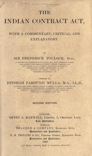 Tapa de The Indian contract act