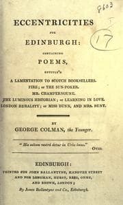 Tapa de Eccentricities for Edinburgh, containing poems, entitle'd, A lamentation to Scotch booksellers