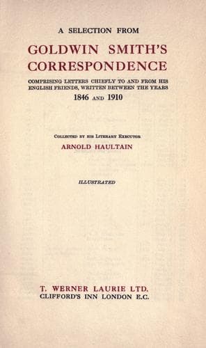 Tapa de A selection from Goldwin Smith's correspondence