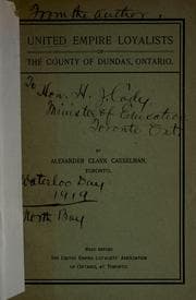 Tapa de United Empire Loyalists of the county of Dundas, Ontario