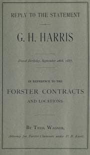 Tapa de Reply to the statement of G[!] H. Harris dated Berkeley, September 28th, 1886, in reference to the Forster contracts and locations