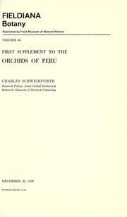 Tapa de First supplement to the Orchids of Peru