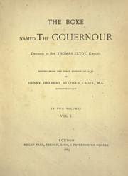 Tapa de The boke named The gouernour deuised by Sir Thomas Elyot, knight