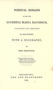 Tapa de Poetical remains of the late Lucretia Maria Davidson