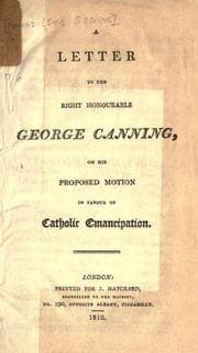 Tapa de A letter to the Right Honourable George Canning on his proposed motion in favour of Catholic Emancipation