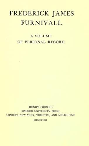 Tapa de Frederick James Furnivall