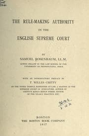 Tapa de The rule-making authority in the English Supreme court