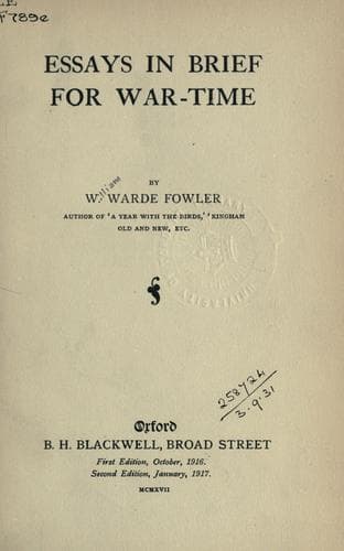 Tapa de Essays in brief for war-time.