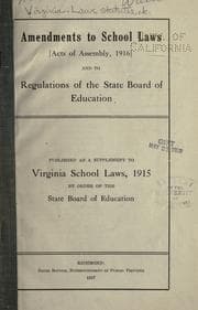 Tapa de Amendments to school laws <Acts of Assembly, 1916> and to regulations of the State Board of Education