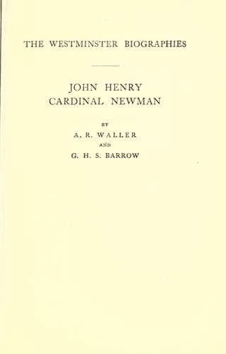Tapa de John Henry, Cardinal Newman