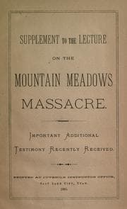 Tapa de Supplement to the lecture on the Mountain Meadows massacre